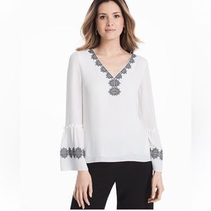 12 White House Black Market Black/White V-Neck Long Sleeve